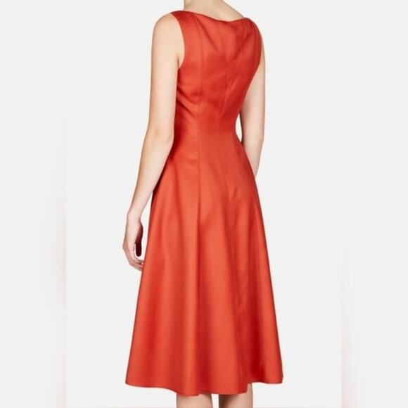 LOROD Pinafore Rust Seamed Flare Wool Silk Dress Square Neck Retro - Picture 8 of 8